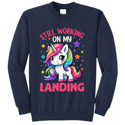 Still Working On My Landing Injury Broken Arm Cute Unicorn Sweatshirt