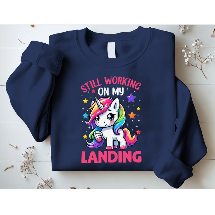 Still Working On My Landing Injury Broken Arm Cute Unicorn Sweatshirt