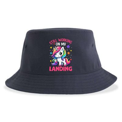 Still Working On My Landing Injury Broken Arm Cute Unicorn Sustainable Bucket Hat