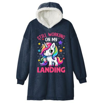 Still Working On My Landing Injury Broken Arm Cute Unicorn Hooded Wearable Blanket