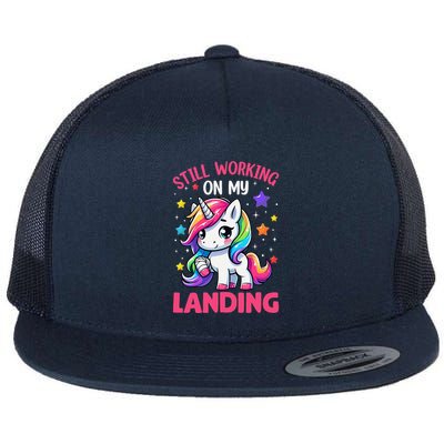 Still Working On My Landing Injury Broken Arm Cute Unicorn Flatbill Hat