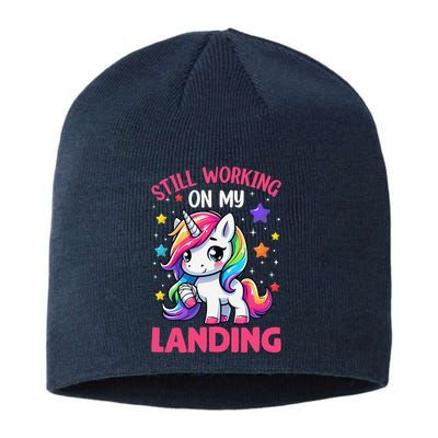 Still Working On My Landing Injury Broken Arm Cute Unicorn Sustainable Beanie
