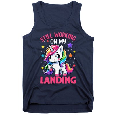 Still Working On My Landing Injury Broken Arm Cute Unicorn Tank Top