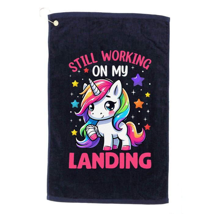 Still Working On My Landing Injury Broken Arm Cute Unicorn Golf Towel