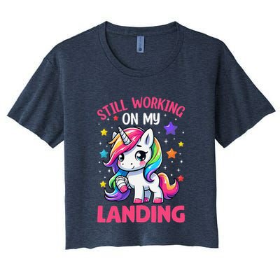 Still Working On My Landing Injury Broken Arm Cute Unicorn Crop Top