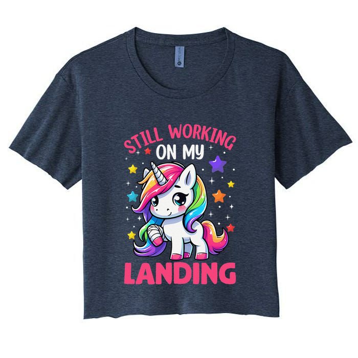 Still Working On My Landing Injury Broken Arm Cute Unicorn Crop Top