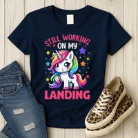 Still Working On My Landing Injury Broken Arm Cute Unicorn Womens T-Shirt