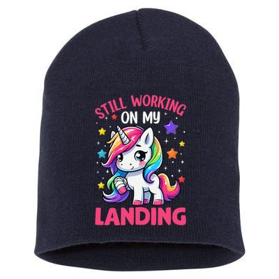 Still Working On My Landing Injury Broken Arm Cute Unicorn Short Acrylic Beanie