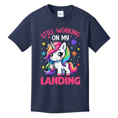 Still Working On My Landing Injury Broken Arm Cute Unicorn Kids T-Shirt