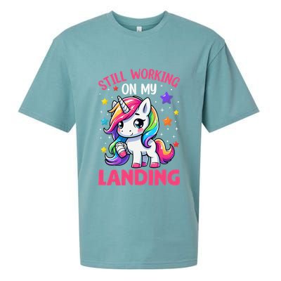 Still Working On My Landing Injury Broken Arm Cute Unicorn Sueded Cloud Jersey T-Shirt