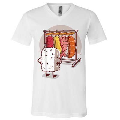 Sushi Wardrobe Olipop Funny Kawaii Japanese Food V-Neck T-Shirt