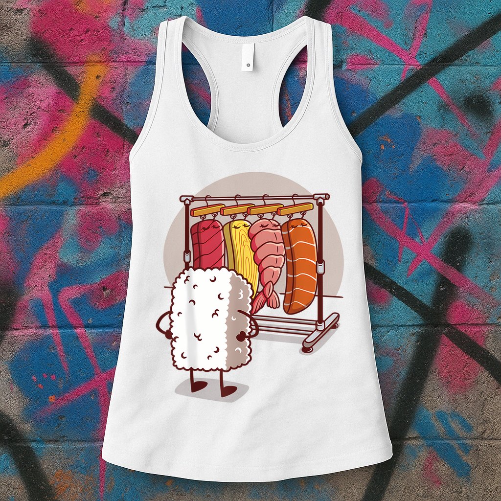 Sushi Wardrobe Olipop Funny Kawaii Japanese Food Womens Tank Top