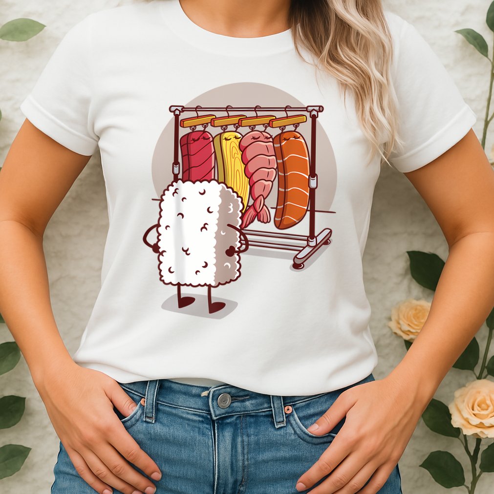 Sushi Wardrobe Olipop Funny Kawaii Japanese Food Womens T-Shirt