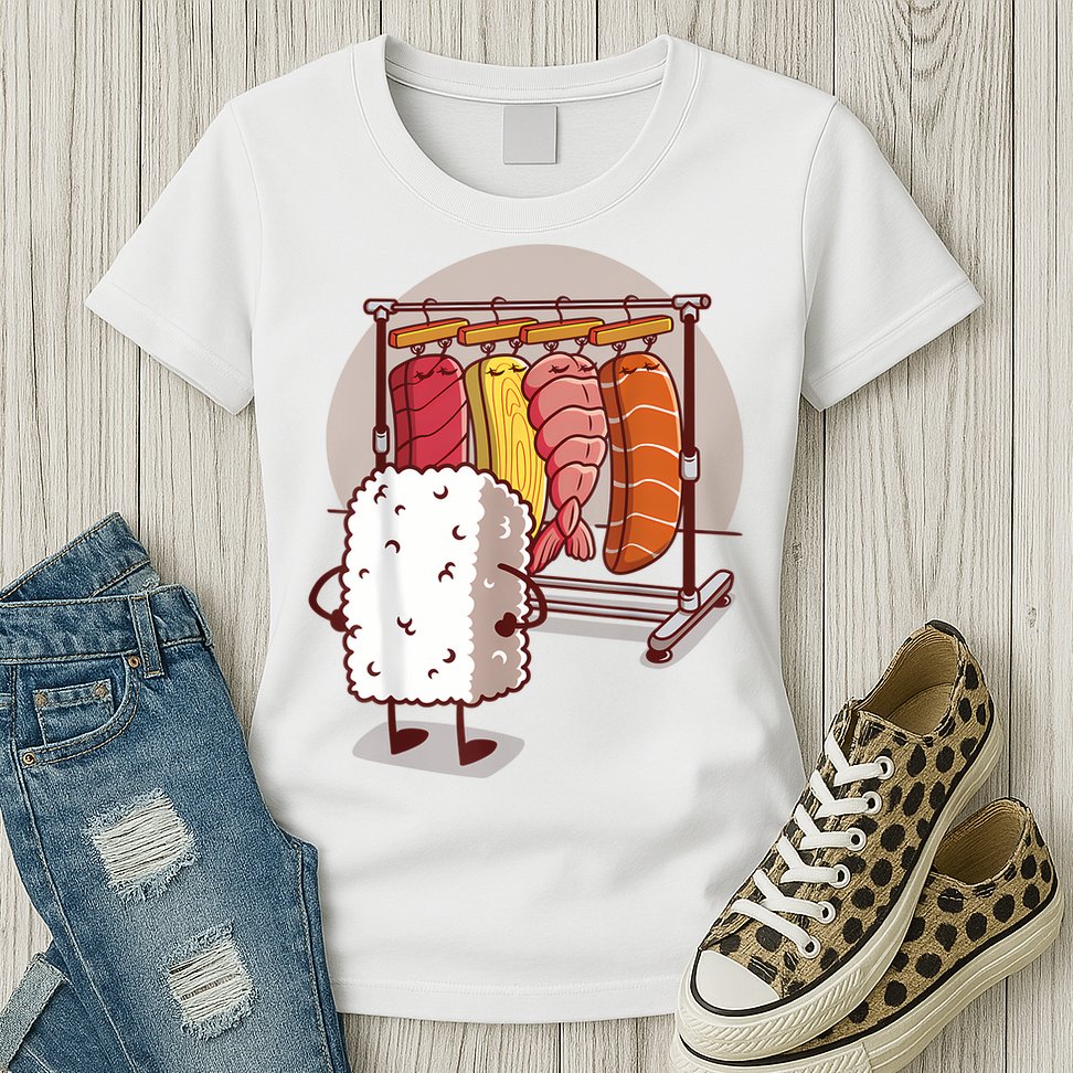Sushi Wardrobe Olipop Funny Kawaii Japanese Food Womens T-Shirt
