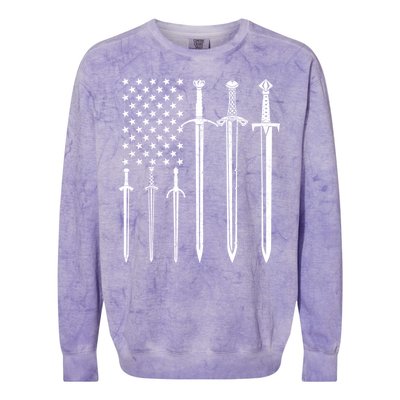 Sword American Flag Colorblast Crewneck Sweatshirt