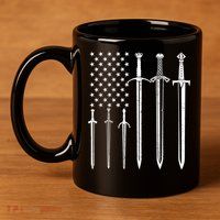 Sword American Flag 11oz C Handle Ceramic Mug