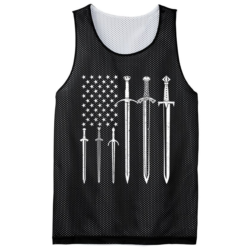 Sword American Flag Mesh Reversible Basketball Jersey Tank