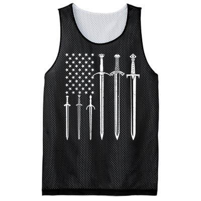 Sword American Flag Mesh Reversible Basketball Jersey Tank