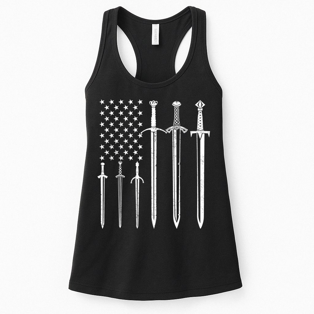 Sword American Flag Womens Tank Top