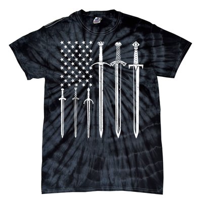 Sword American Flag Tie-Dye T-Shirt