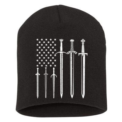 Sword American Flag Short Acrylic Beanie