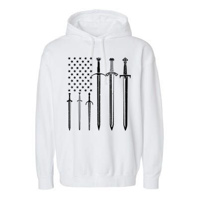 Sword American Flag Garment-Dyed Fleece Hoodie