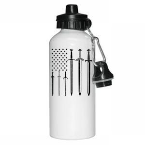 Sword American Flag Aluminum Water Bottle