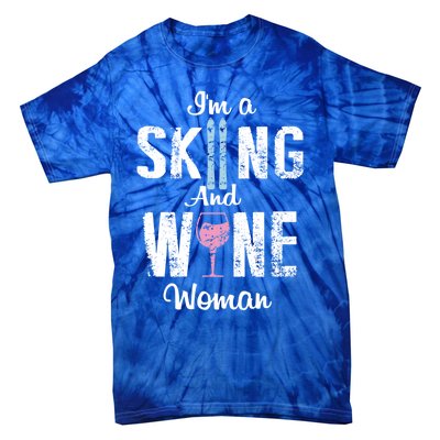 Skiing Wine Print Funny Wine Lover Apres Ski Gift Tie-Dye T-Shirt