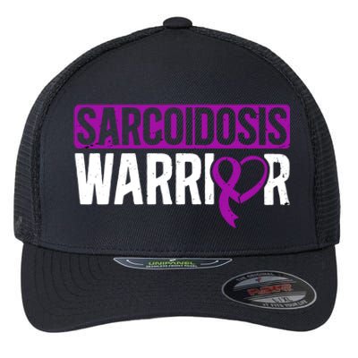 Sarcoidosis Warrior Purpe Ribbon Awareness Month Support Gift Flexfit Unipanel Trucker Cap