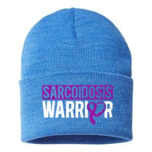 Sarcoidosis Warrior Purpe Ribbon Awareness Month Support Gift Sustainable Knit Beanie