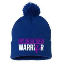 Sarcoidosis Warrior Purpe Ribbon Awareness Month Support Gift Pom Pom 12in Knit Beanie