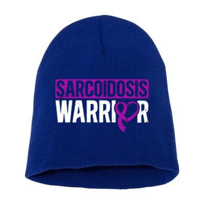 Sarcoidosis Warrior Purpe Ribbon Awareness Month Support Gift Short Acrylic Beanie