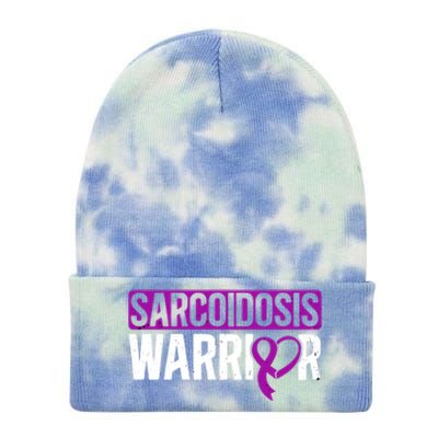 Sarcoidosis Warrior Purpe Ribbon Awareness Month Support Gift Tie Dye 12in Knit Beanie