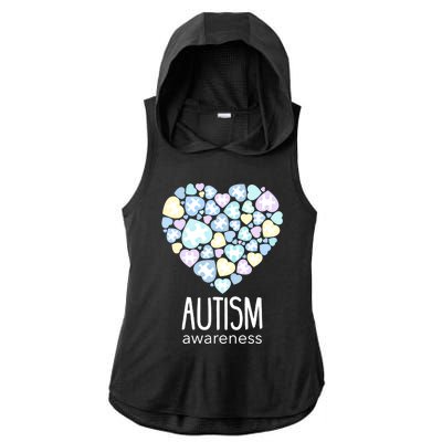 Support With Puzzle Hearts Love Autism Awareness Gift Ladies PosiCharge Tri-Blend Wicking Draft Hoodie Tank