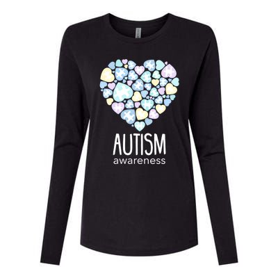 Support With Puzzle Hearts Love Autism Awareness Gift Womens Cotton Relaxed Long Sleeve T-Shirt