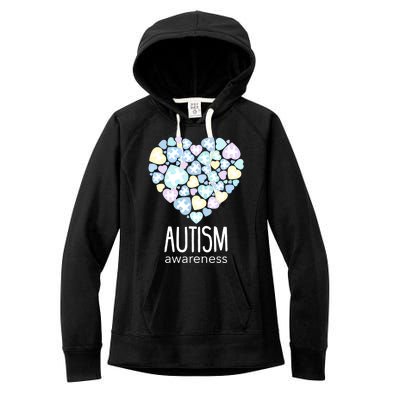 Support With Puzzle Hearts Love Autism Awareness Gift Women's Fleece Hoodie