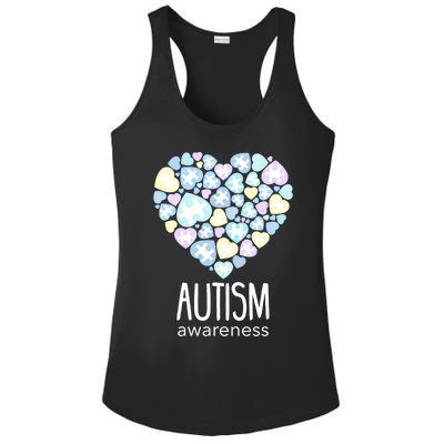 Support With Puzzle Hearts Love Autism Awareness Gift Ladies PosiCharge Competitor Racerback Tank