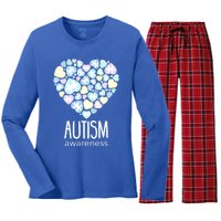 Support With Puzzle Hearts Love Autism Awareness Gift Women's Long Sleeve Flannel Pajama Set 