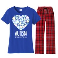 Support With Puzzle Hearts Love Autism Awareness Gift Women's Flannel Pajama Set