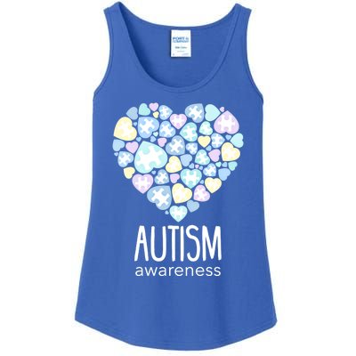 Support With Puzzle Hearts Love Autism Awareness Gift Ladies Essential Tank