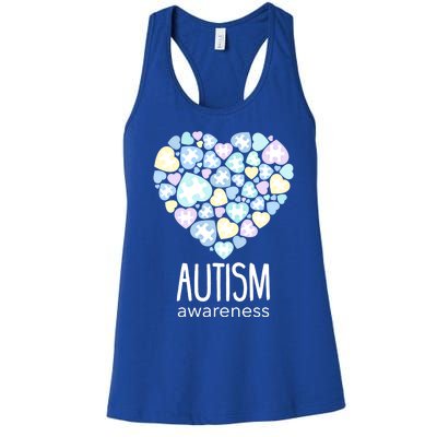 Support With Puzzle Hearts Love Autism Awareness Gift Women's Racerback Tank