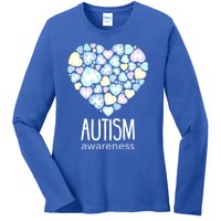 Support With Puzzle Hearts Love Autism Awareness Gift Ladies Long Sleeve Shirt