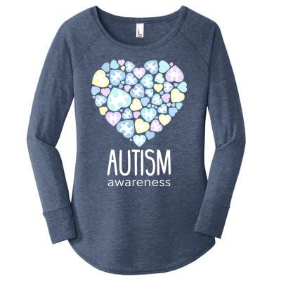 Support With Puzzle Hearts Love Autism Awareness Gift Women's Perfect Tri Tunic Long Sleeve Shirt