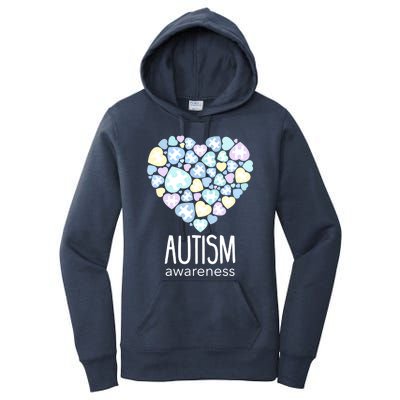 Support With Puzzle Hearts Love Autism Awareness Gift Women's Pullover Hoodie