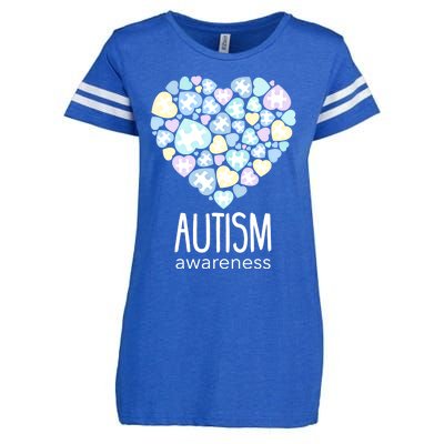 Support With Puzzle Hearts Love Autism Awareness Gift Enza Ladies Jersey Football T-Shirt