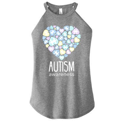 Support With Puzzle Hearts Love Autism Awareness Gift Women’s Perfect Tri Rocker Tank