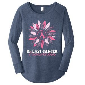 Sunflower Wear Pink Breast Cancer Awareness Warrior Women's Perfect Tri Tunic Long Sleeve Shirt