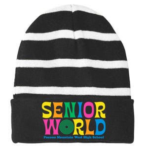 SENIOR WORLD POCONO MOUNTAIN WEST HIGH SCHOOL Striped Beanie with Solid Band