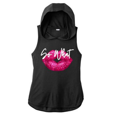 So What Pink Lips Ladies PosiCharge Tri-Blend Wicking Draft Hoodie Tank