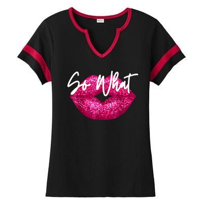 So What Pink Lips Ladies Halftime Notch Neck Tee